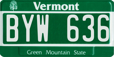 VT license plate BYW636