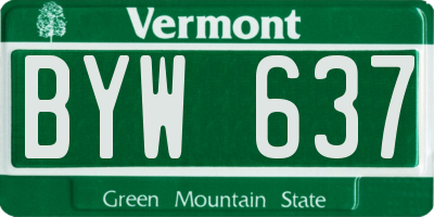VT license plate BYW637