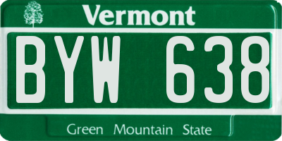 VT license plate BYW638