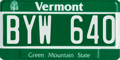 VT license plate BYW640