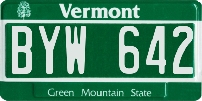 VT license plate BYW642
