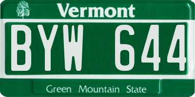 VT license plate BYW644
