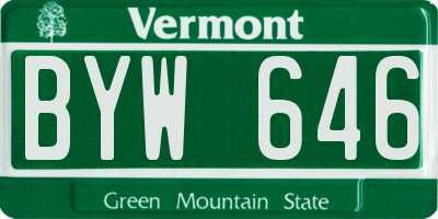 VT license plate BYW646
