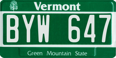 VT license plate BYW647