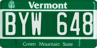 VT license plate BYW648