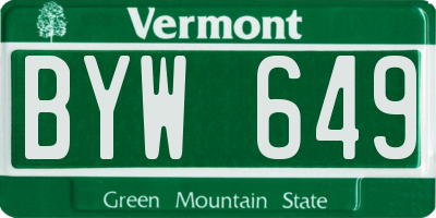 VT license plate BYW649