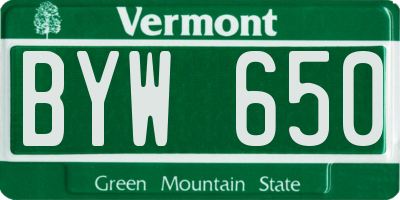 VT license plate BYW650