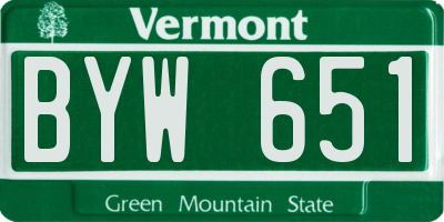 VT license plate BYW651
