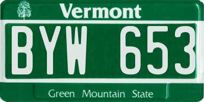 VT license plate BYW653