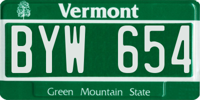 VT license plate BYW654