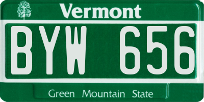 VT license plate BYW656