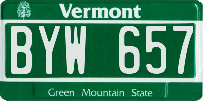 VT license plate BYW657