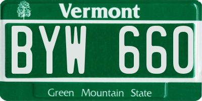 VT license plate BYW660