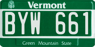 VT license plate BYW661
