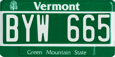 VT license plate BYW665