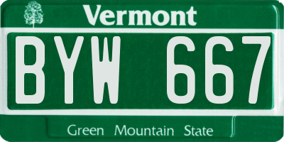 VT license plate BYW667