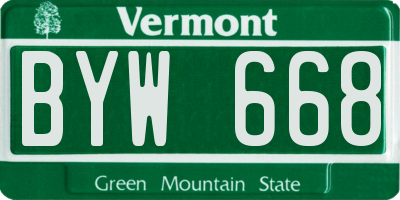 VT license plate BYW668