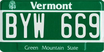 VT license plate BYW669