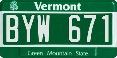VT license plate BYW671