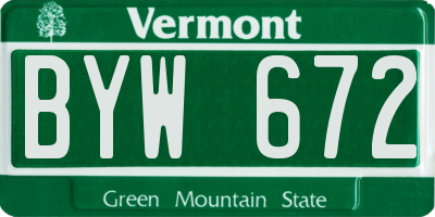 VT license plate BYW672