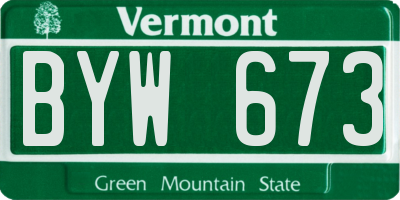 VT license plate BYW673