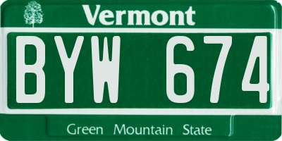 VT license plate BYW674