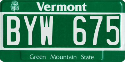 VT license plate BYW675