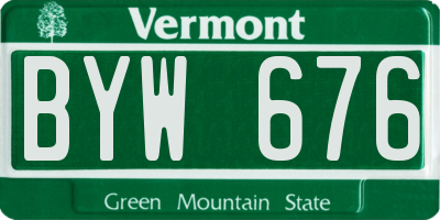 VT license plate BYW676