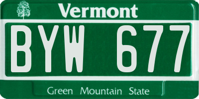 VT license plate BYW677