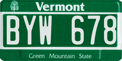 VT license plate BYW678
