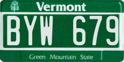 VT license plate BYW679