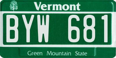 VT license plate BYW681