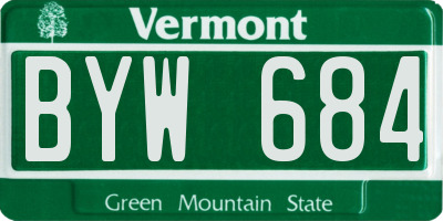 VT license plate BYW684