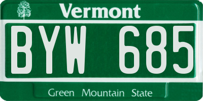 VT license plate BYW685