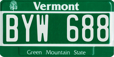VT license plate BYW688