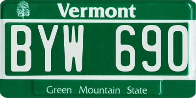 VT license plate BYW690