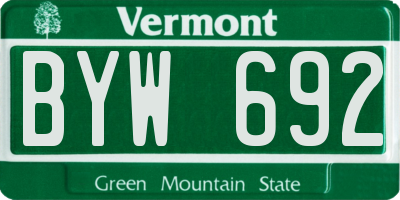 VT license plate BYW692