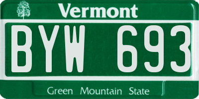 VT license plate BYW693