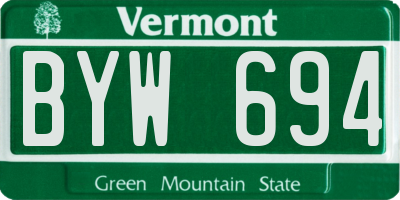 VT license plate BYW694
