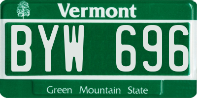 VT license plate BYW696