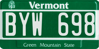 VT license plate BYW698