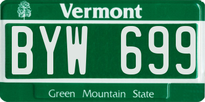 VT license plate BYW699