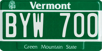 VT license plate BYW700