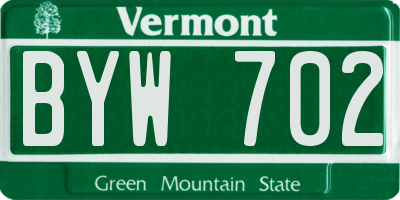 VT license plate BYW702