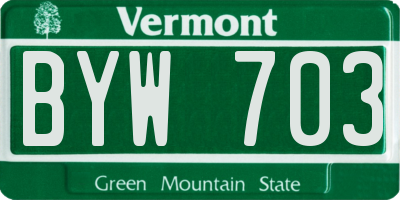 VT license plate BYW703