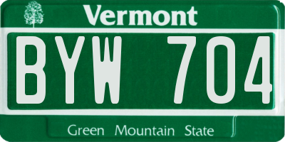 VT license plate BYW704