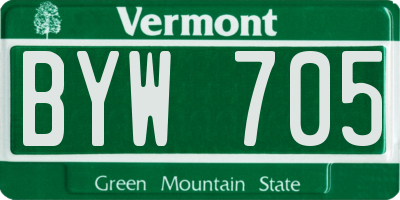 VT license plate BYW705