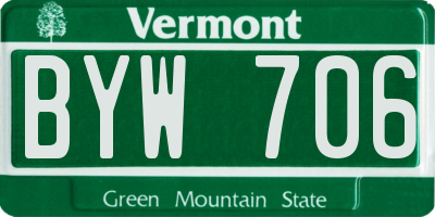 VT license plate BYW706