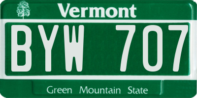 VT license plate BYW707