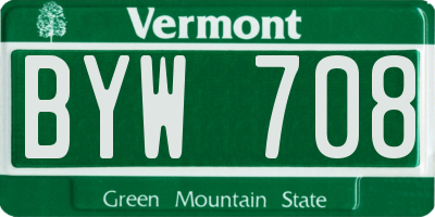 VT license plate BYW708